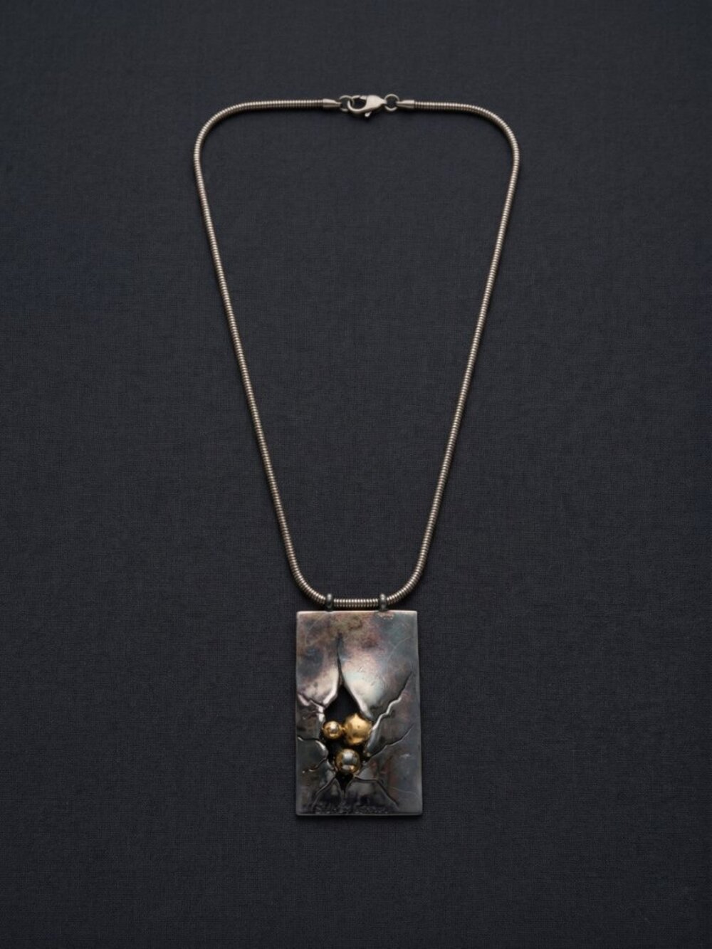 Sidney Carron Statement Metal Necklace Pendant Necklace Made in France